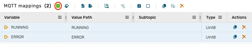 MQTT mappings add button